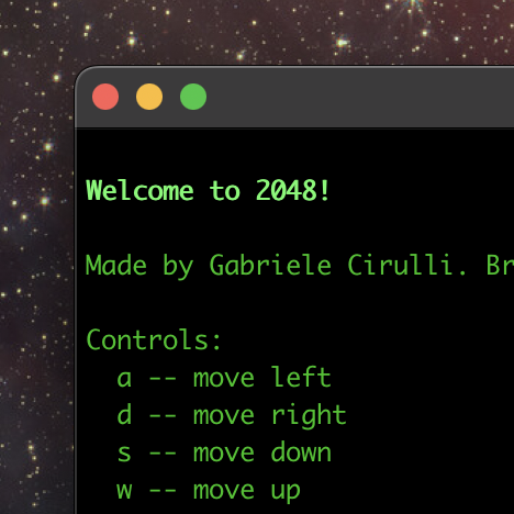 Screenshot of my 2048 terminal implementation